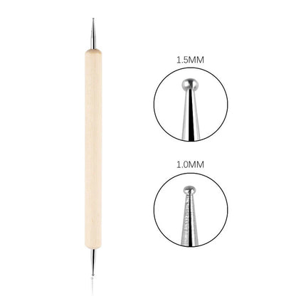 Nail Art Dotting Pen, Spiral Rod Hook Pen, Drawing Painting Marbleizing DIY Manicure tools - Wood