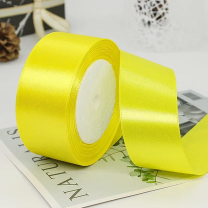 25yards/Roll 40mm Satin Ribbons Crafts Bow DIY Gift Wrap Wine Red Orange Yellow Green Blue Purple Black Gray Gold White Ribbo