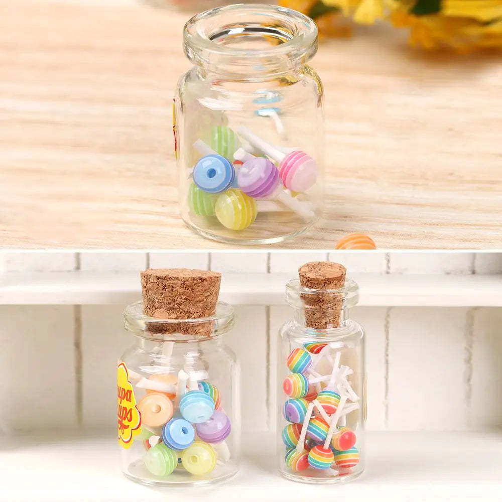 1/12 Scale Doll House DIY Accessories Kitchen Toys Candy Box Lollipops With Jar Dollhouse Miniature Food Simulation Sugar