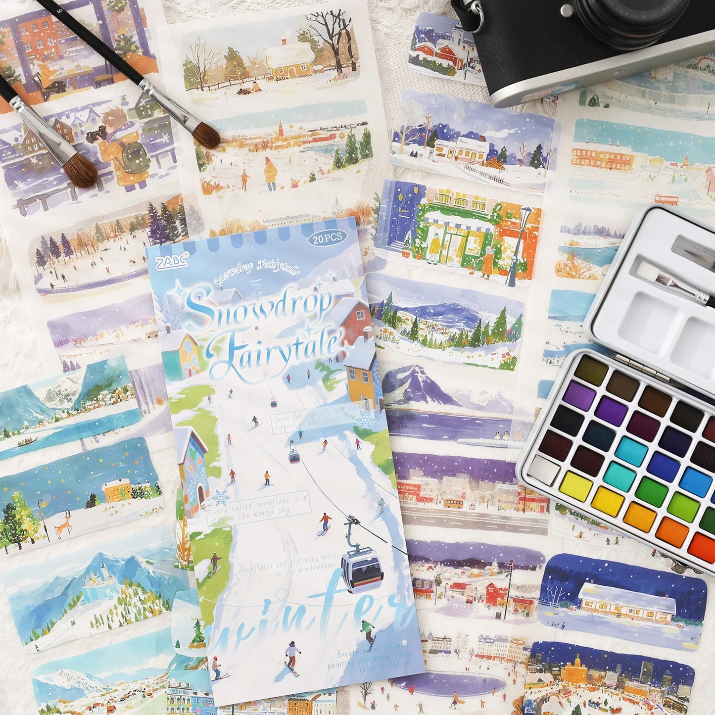 20sheets Four Seasons Scenery Series Ins PET+Washi Dual Material Stickers Book Creative Collage DIY Scrapbook Aesthetic Stick