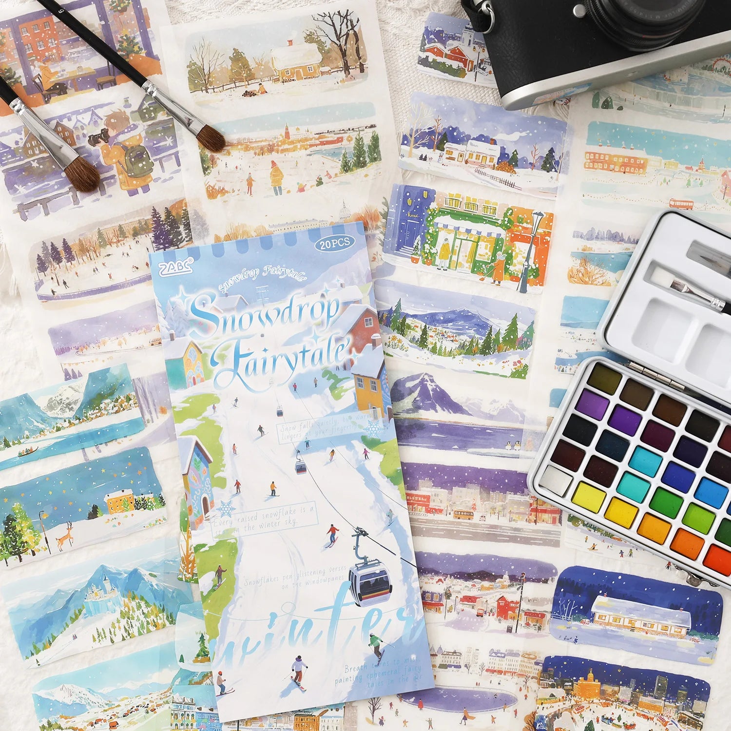 20sheets Four Seasons Scenery Series Ins PET+Washi Dual Material Stickers Book Creative Collage DIY Scrapbook Aesthetic Stick
