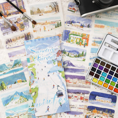 20sheets Four Seasons Scenery Series Ins PET+Washi Dual Material Stickers Book Creative Collage DIY Scrapbook Aesthetic Stick