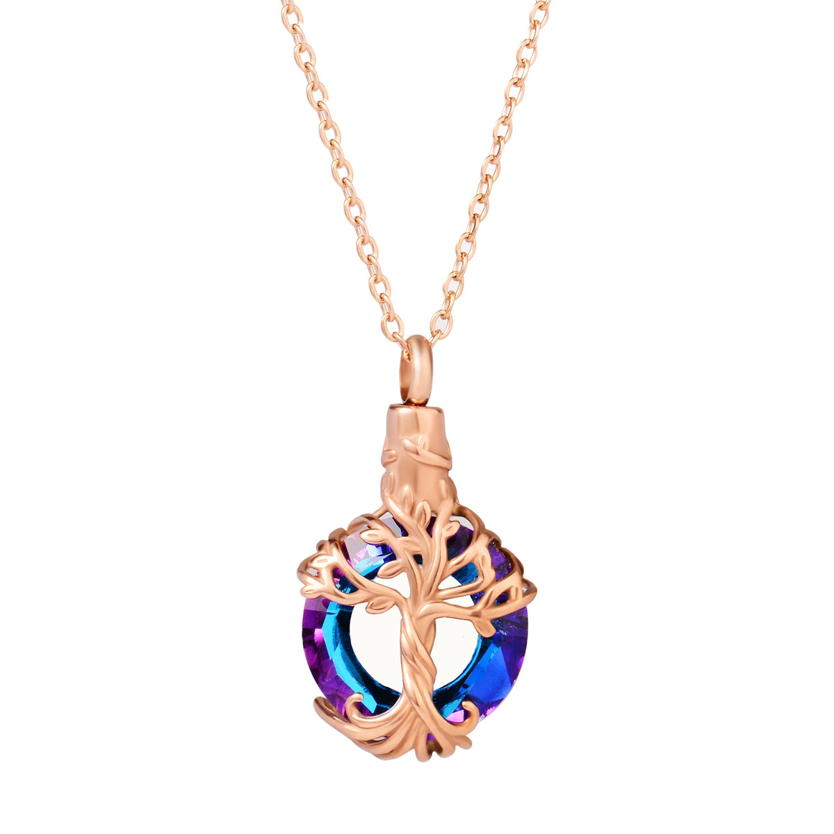 Cremation Jewelry Tree of Life Urn Necklace for Ashes with Crystal Memorial Keepsake Jewelry w/Funnel Filler Gifts for Women