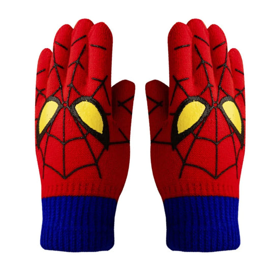 Spider Pattern Winter Warm Knitted Gloves Soft Stretch Full Finger Gloves for Daily Wear Christmas Gift