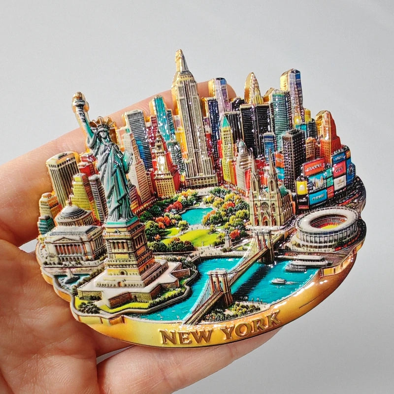 America Travel Souvenirs New York Metal Fridge Magnets United States Manhattan Statue of liberty Fridge Stickers Wedding Gift
