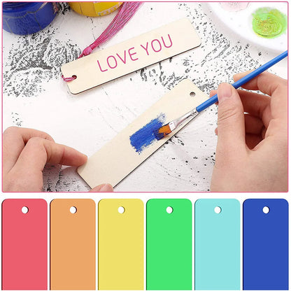 10/20/60Pcs Wood Bookmark Bulk Blank Hanging Label Wooden Bookmarks Sign Unfinished Label Ornaments With Tassel Ropes DIY Cra