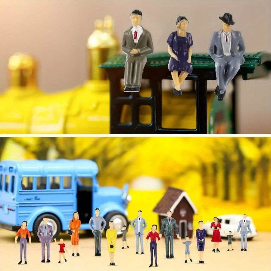 Valentine's Day Birthday Party Gift Train Scene Scale Model Character Building Sitting Passengers Painted Dolls Collectible F