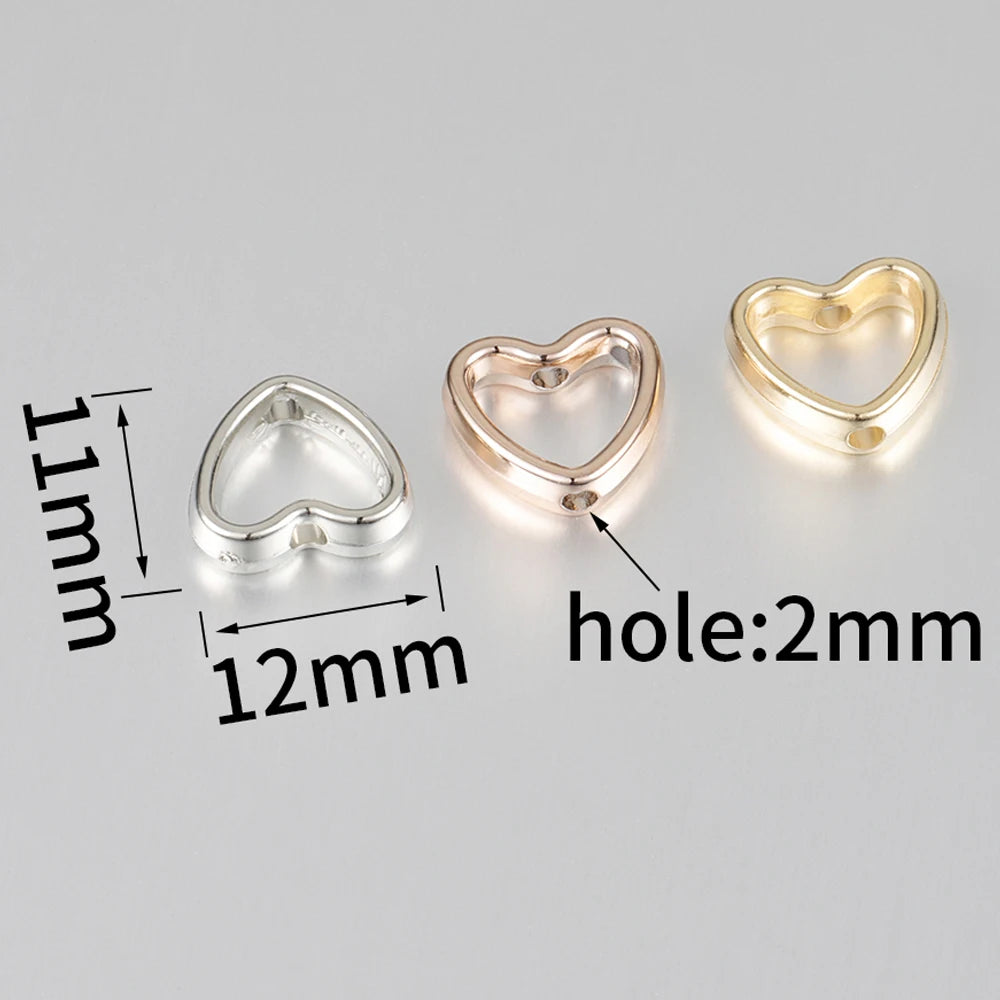 50pcs Heart Frame Wrapped Bead Double Stright Hole Spacers Loose Beads for Jewelry Making DIY Findings