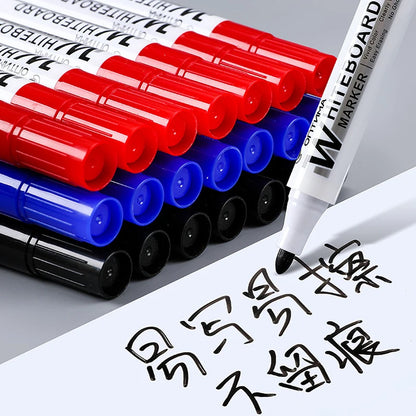 10pcs Whiteboard Marker Set,2.0mm Nib,Black Blue Red High-Volume Ink,Office Teaching Pen,Clear Handwriting & Easy Erasure L-5