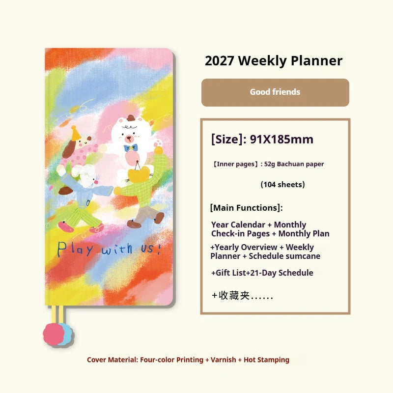 Kinbor 2027 Full Year A5 A6 Notebook Planner 52g Bachuan Paper Daily Journal Agenda Month Year Recrod Book Time Management Bo