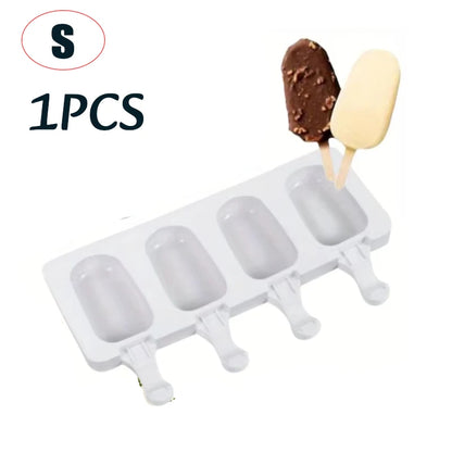 Silicone Ice Cream Popsicle Mold Combination With Ice Cream Stick DIY Chocolate Dessert Maker Ice Cube Tray Mold Homemade Too