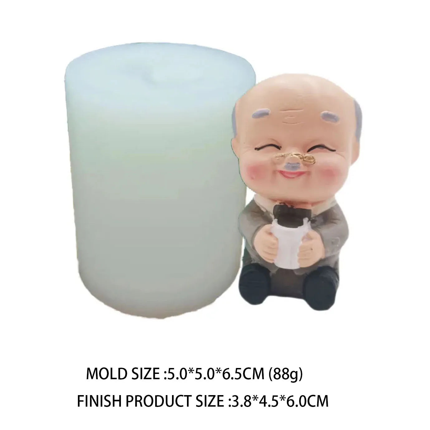 3D Grandpa Grandma Longevity Elderly Silicone Candle Molds Resin Cake Decorating Tools Plaster Epoxy Model Birthday Mould - S