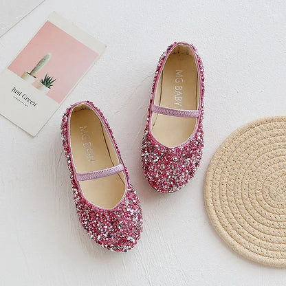 2026 Spring 1 to 12 years old girls dress shoes Beauty Pointed Toe Teen Girl Leather Shoes Bling Princess Wedding Shoes F1213