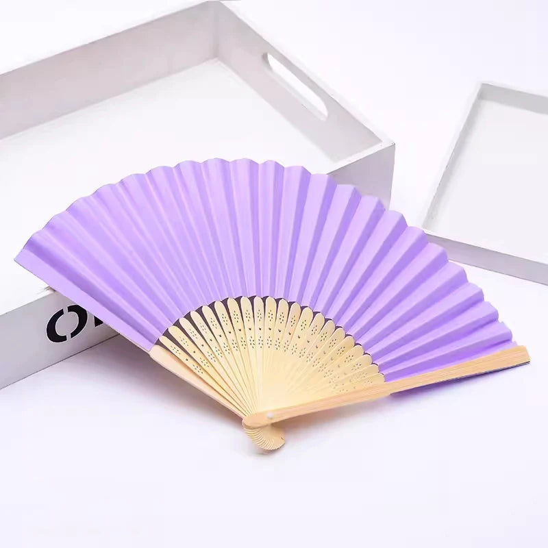 Hand Held Fan Paper Folding Fan Party Decorative New Fashionable Simple Decorative Blank Folding Fans Candy Colored Can DIY -