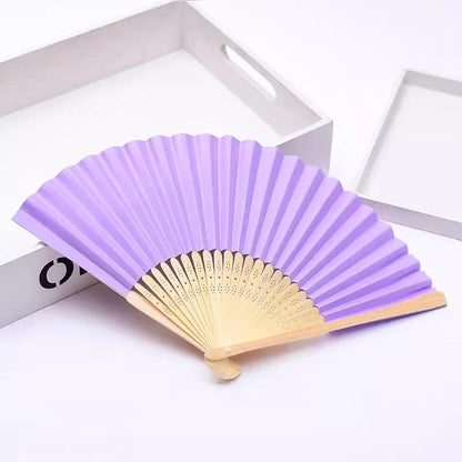 Hand Held Fan Paper Folding Fan Party Decorative New Fashionable Simple Decorative Blank Folding Fans Candy Colored Can DIY