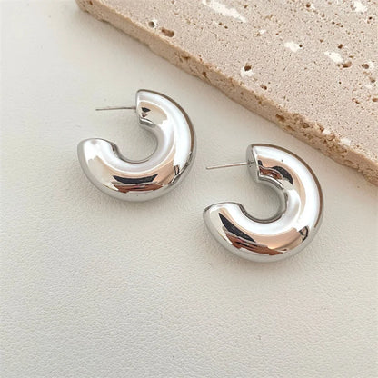 Vintage Chunky Dome Drop Earrings For Women Gold Plated Stainless Steel Thick Teardrop Earring Statement Wedding Jewelry Gift