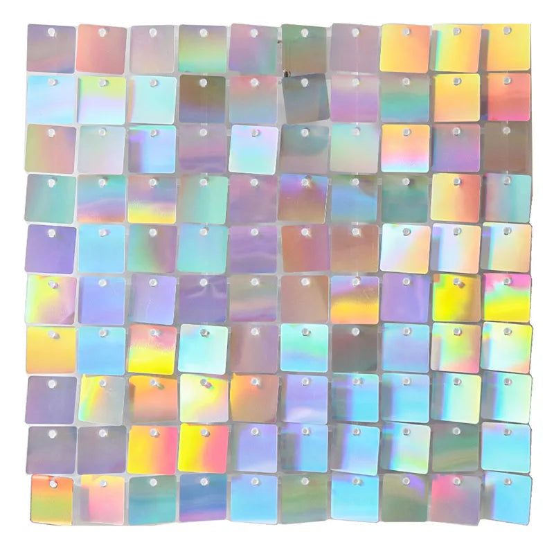 6-30Pcs Colorful Glitter Sequins Background Wall Panels Light Gold Square Shiny Panels Wedding Birthday Christmas Party Backd