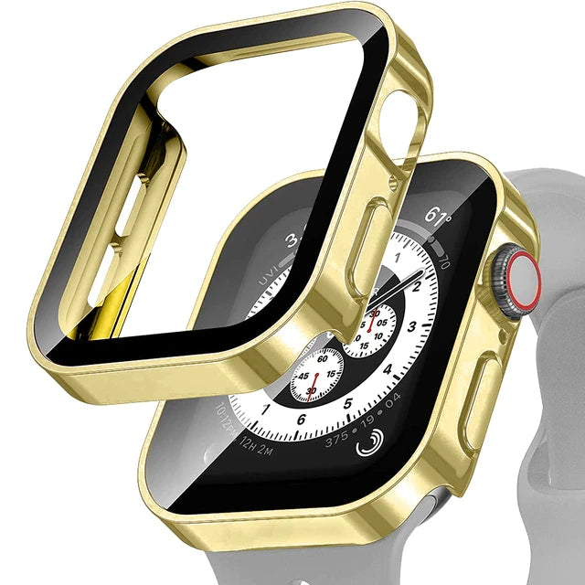 Glass+Case for Apple Watch 42 46mm 45mm 41 49 44mm 40 Mm Straight Edge Screen Protector Cover Case iWatch SE 6 7 8 9 10 11 Ul