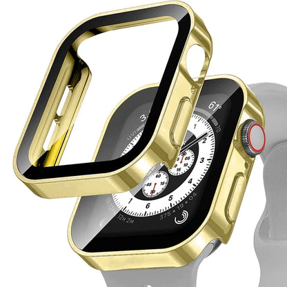 Glass+Case for Apple Watch 42 46mm 45mm 41 49 44mm 40 Mm Straight Edge Screen Protector Cover Case iWatch SE 6 7 8 9 10 11 Ul