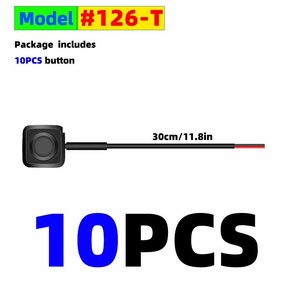 Momentary Push Button Switch ON/OFF 12V/24V Surface Mount Mini Round Black Button for Horn, Doorbell, Temporary Control - 10P