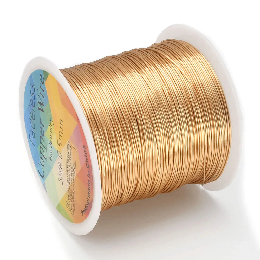 28 26 24Gauge Beading Floral Colored Jewelry Making Copper Craft Wire Soft DIY Metal Craft Art Wire 62-100Meters - Kc Gold / 