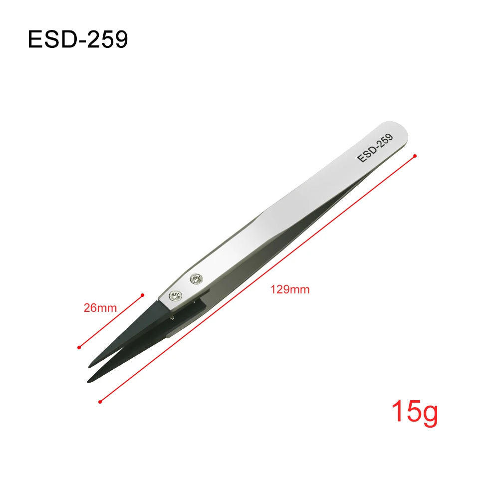 Industrial Tweezers Electronics Anti-static Curved Straight Tip Precision Stainless DIY Hand Tools Sets Forceps Phone Repair 