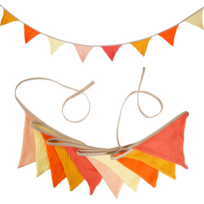 2.6M Nursery Fabric Bunting 10 Triangle Pennant Flags Party Decor Banner Home Baby Shower Carnival Garland - NO018-Orange Yel