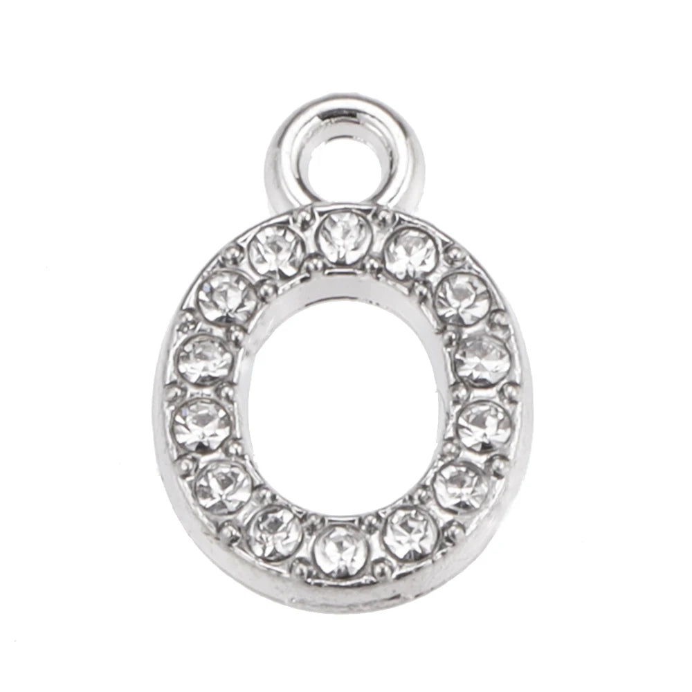 10/26pcs Silver Color Alloy Crystal Mini Alphabet 26 Letter Charms Pendants for Women Necklace Earring Jewelry Accessories
