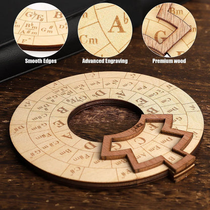 Wooden Melody Tool Round Circle of Fifths Wheel Melody Chord Tool Music Transpose Accessories For Musicians Beginners Songwri