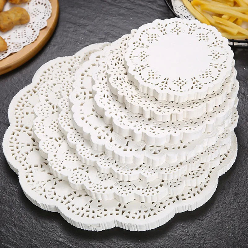 150pcs Round Paper Lace Doilies Party Decorative Tableware Placemats White Paper Mats Table Decoration