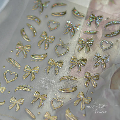 Gold Silver Metal Nail Stickers Dark Retro High-end Cross Nail Art Accessories Sticker Back Blue Nails 3D Decorations Decals 