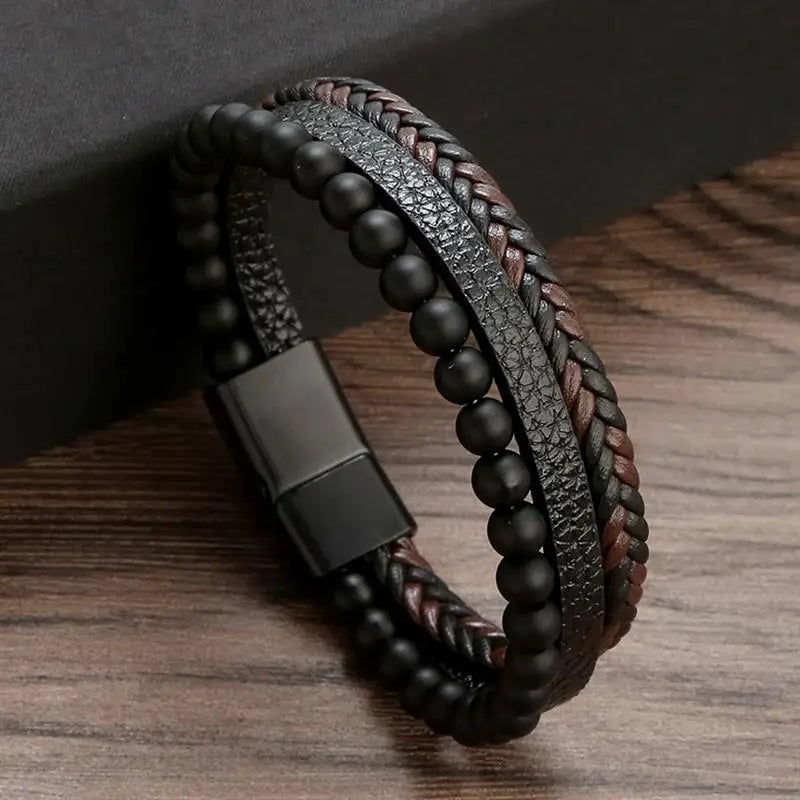 Classic Men's Leather Bracelet New Style Hand-woven Multi-layer Combination Accessory Fashion Man Jewelry