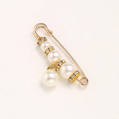 Women New Cute Imitation Pearl Rhinestone Brooch Anti-lighting Skirt Waist Pin Fashion Jewelry Accessories Gifts - 5.8CM 2205