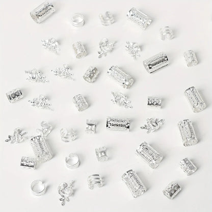 40/80PCS Elegant Hollow Out Hair Rings For Women Girls DIY Hair Accessories Loc Hair Jewelry for Braids
