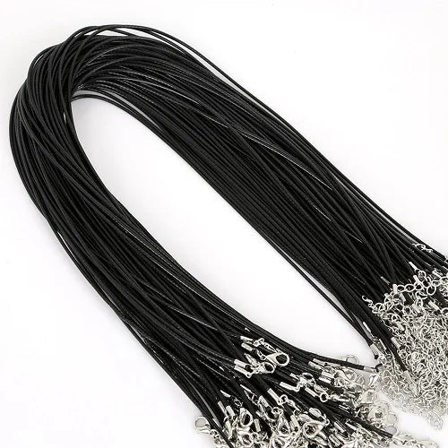 10Pcs/lot 1.5mm 2mm Adjustable Leather Cord Waxed Thread Rope Necklace Extender Chain Lobster Clasp DIY Jewelry Making Findin