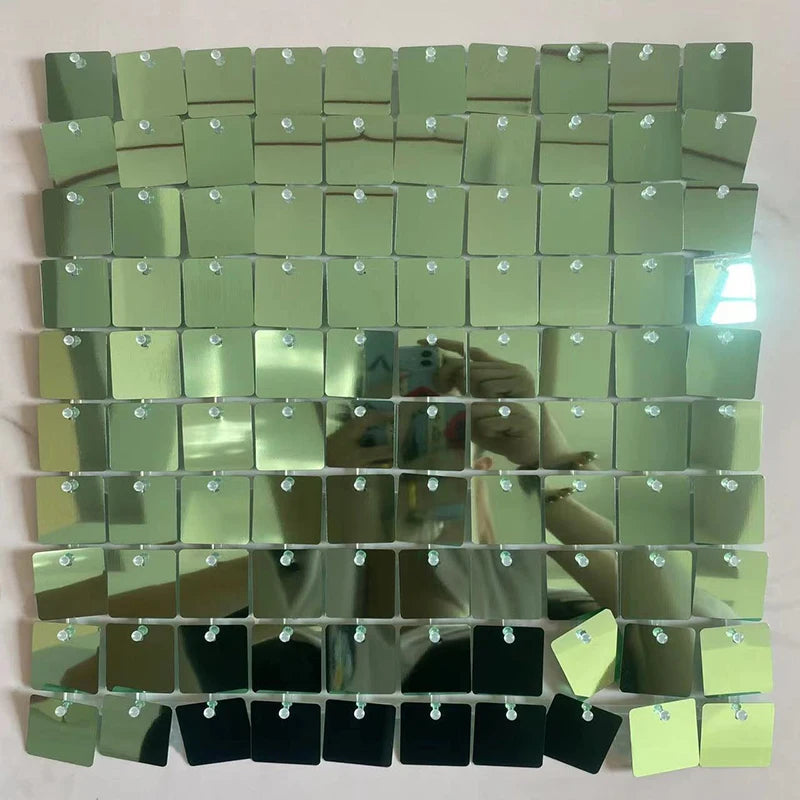 6-30Pcs Colorful Glitter Sequins Background Wall Panels Light Gold Square Shiny Panels Wedding Birthday Christmas Party Backd