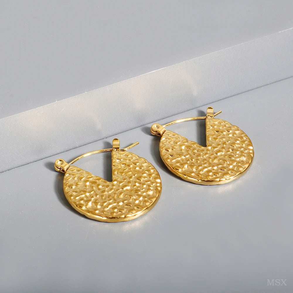Shiny Zircon Hoop Earrings for Women Trendy Golden Stainless Steel Circle Earring Jewelry Pendientes