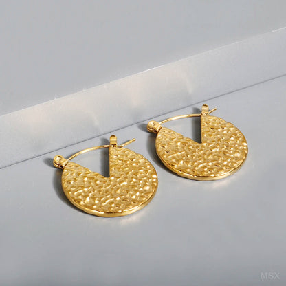 Shiny Zircon Hoop Earrings for Women Trendy Golden Stainless Steel Circle Earring Jewelry Pendientes
