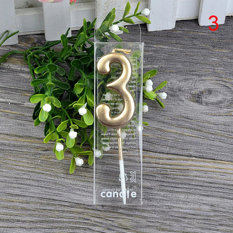 1Pcs Gold Happy Birthday Number Cake Candles 0 1 2 3 4 5 6 7 8 9 Cake Topper Kids Girls Boys Bar Baby Party Supplies Decorati