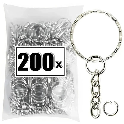 50/500pcs Silver Plated Metal Blank Keyring Keychain Split Key Rings with Chain Climbing Buckles Carabiner Keychain Accessori