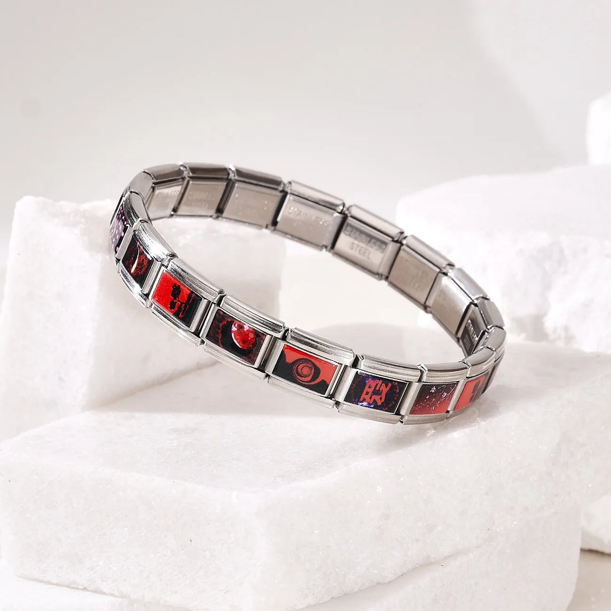 For Women Men Italian Charm Link 9mm Width Silver Gold Color Stainless Steel Bracelets on Hand DIY Making Jewelry - SL0077-16