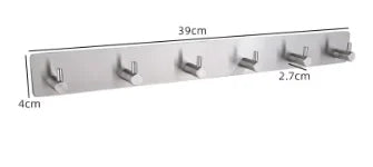 Stainless Steel 3M Self Adhesive Hooks Sticky Wall Door Hook Robe Tea Towel Rustproof Towel Rack, Clothes Coat Hanger - Silve