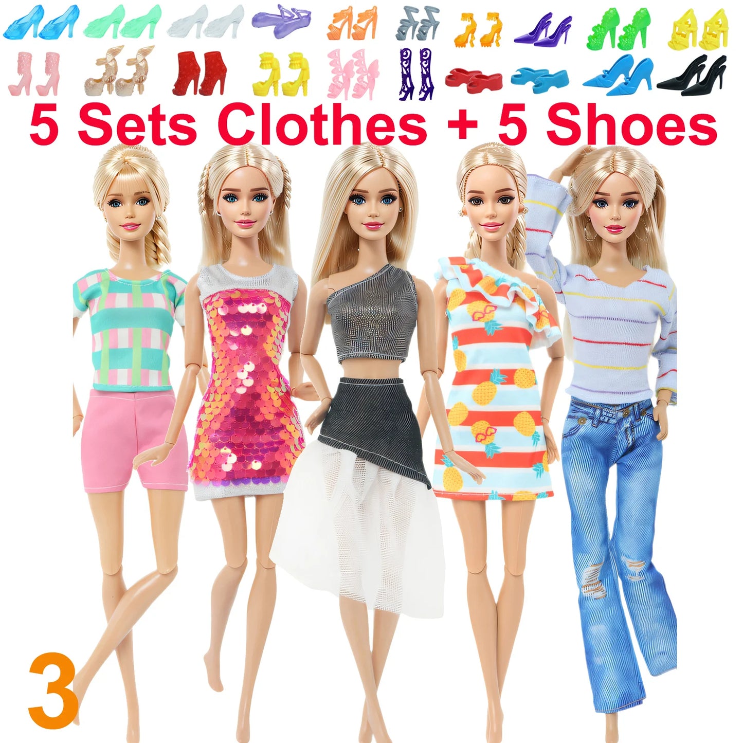 10 Pcs/Set Fashion Outfits 30cm Doll Shirt Pants Dress Shoes 11.5 Inch Doll Clothes Dollhouse 11.8" 1/6 Doll Accessories Toy 