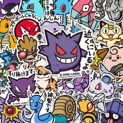 56PCS Cute Anime Pokemon Stickers Cartoon Pikachu Sealing Decoration DIY Laptop Decals Graffiti Sticker Reward Gift Kid Toy