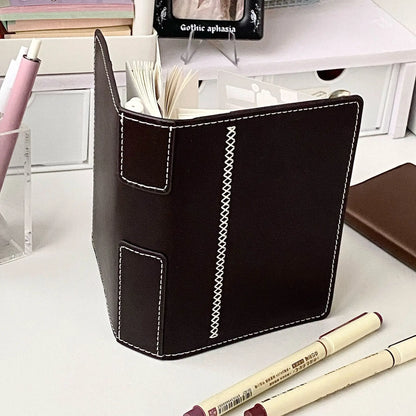 2 Binders A7 Notebook Detachable Loose-Leaf Dark Brown Notepad Portable Faux Leather Schedule Planner, With 80 Pages