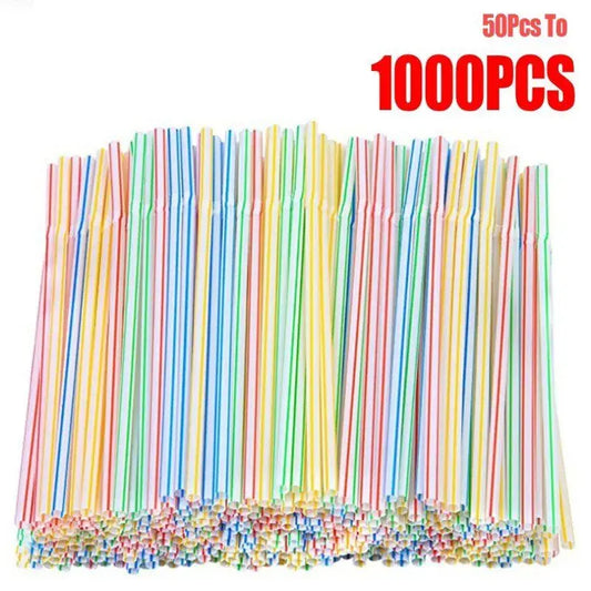 50-1000 Pcs Multicolor Drinking Straws Rietjes Milk Tea Bar Party Wedding Kitchen Home Accessories Beverage Black Straw Whole