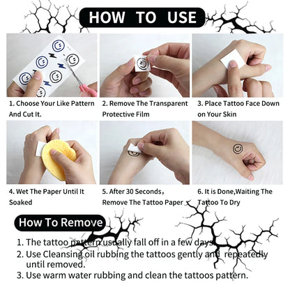 2Sheets Large Halloween Black Lightning Temporary Tattoo Sticker for Halloween makeup – Realistic Vein Design Face Tattoo Bod