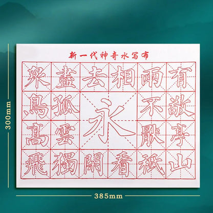 No Ink Magic Water Writing Cloth Brush Gridded Fabric Mat Chinese Calligraphy Practice Practicing Intersected Figure Set - E