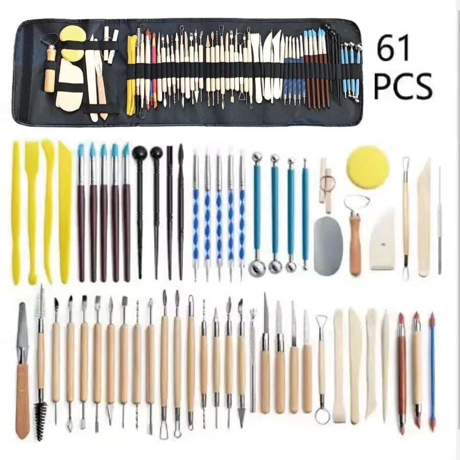 Pottery Clay Sculpting Tools Kit 8-61 Pcs/Set, Ceramic Wax Clays Carving Tools for Art Craft Pottery Sculpting Modeling Tool 