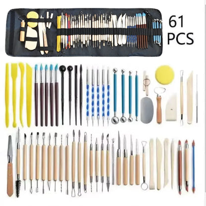 Pottery Clay Sculpting Tools Kit 8-61 Pcs/Set, Ceramic Wax Clays Carving Tools for Art Craft Pottery Sculpting Modeling Tool 